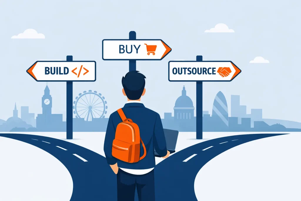 Build vs Buy vs Outsource Software for UK Startups: The 2026 Decision Guide